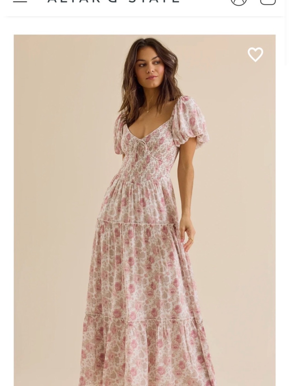 Altar'd State Blush and Rose Tie-Front Smocked Dress